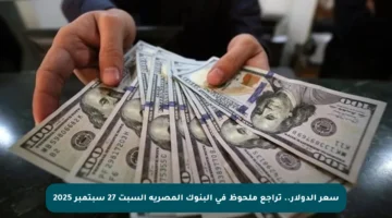 سعر الدولار.. تراجع ملحوظ في البنوك المصرية السبت 27 سبتمبر 2025